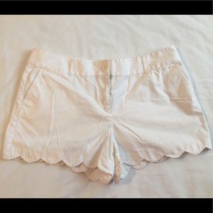 Loft Scalloped Shorts- White- Size 14